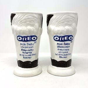 Vintage Oreo Cookie's Milk Shake Tall Glasses w/ Recipe on the Front Super Fun!